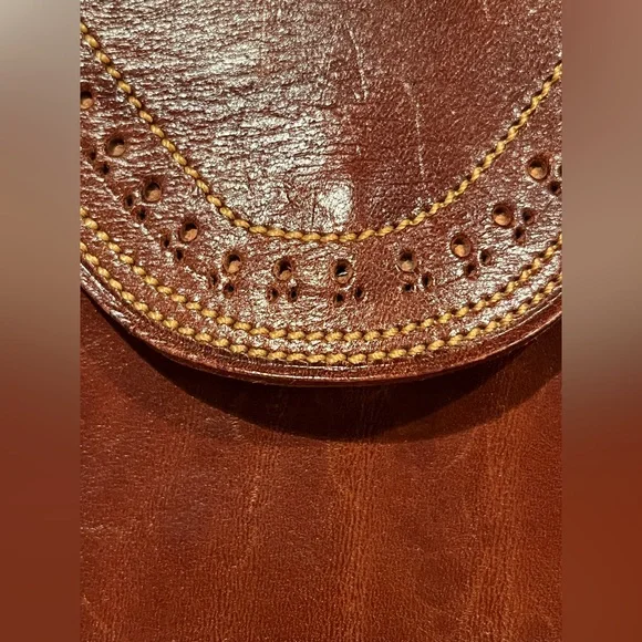 Vintage Brown Leather Bohemian Satchel Purse Bag Tote Western - Picture 12 of 12